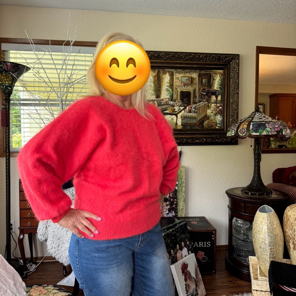 Venesha Vintage Women's Red Angora Sweater